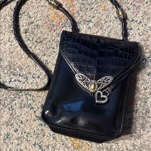 Brighton Black Leather Crossbody Bag